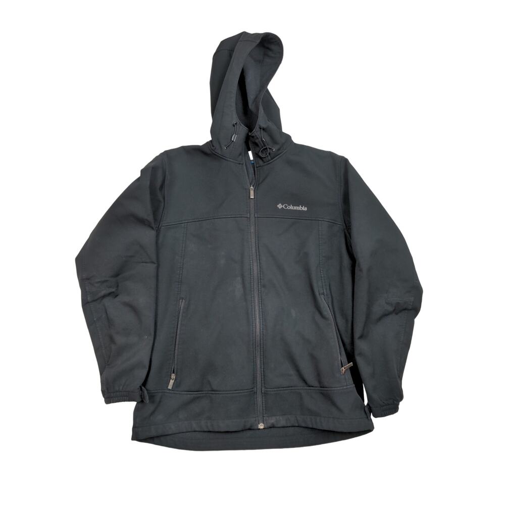 Mens Columbia Sportswear Full Zip Hooded Coat SZ L Black Embroidered Logo